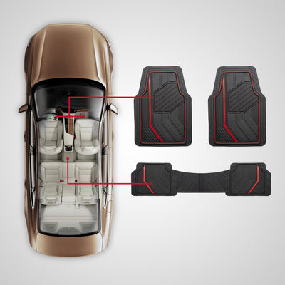 Genuine Dickies 3 Piece Durasport Black and Red Rubber Floor Mat