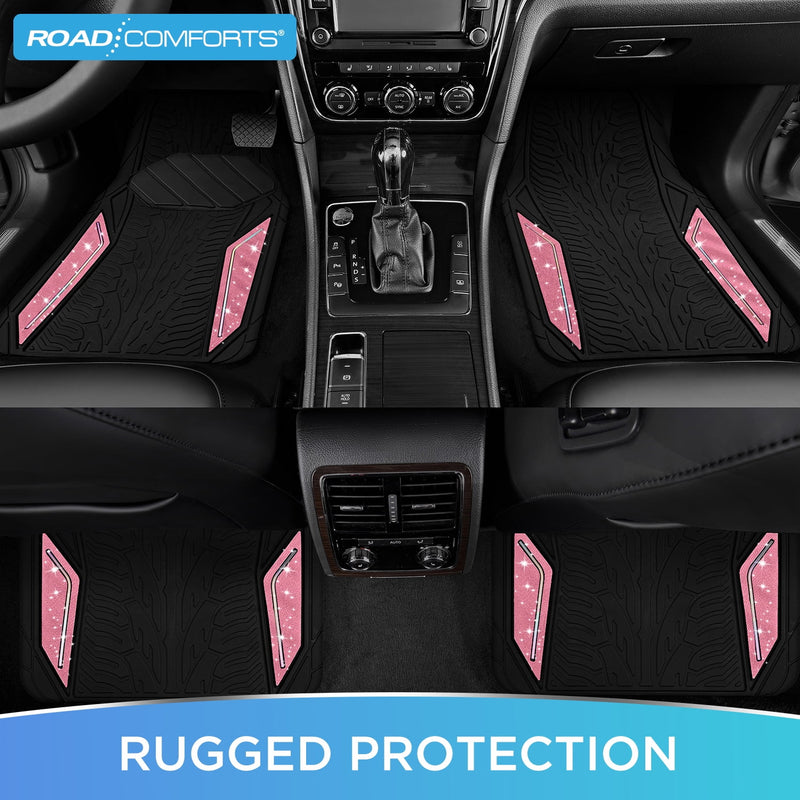 Road Comforts Hyper Pillar Car Floor Mat - All-Weather, Universal Fit for Most Cars Beige Hot Hot Pink