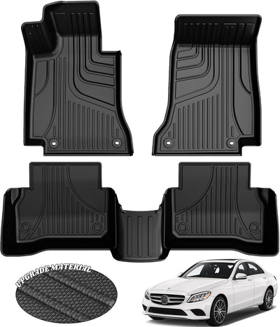 AOMSAZTO Floor Mats for Mercedes-Benz C-Class| C300 2015-2021 - All Weather Automotive Floor Mats - 1st & 2nd Row Full Set Rubber Floor Liners ,Custom Fit Car Accessories