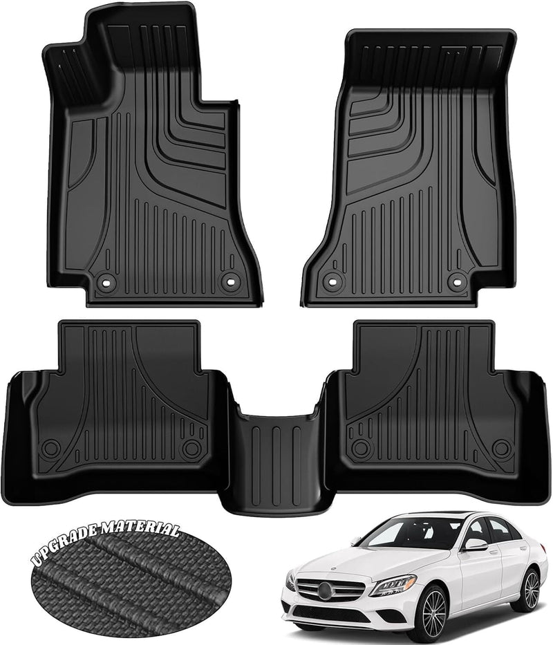 AOMSAZTO Floor Mats for Mercedes-Benz C-Class| C300 2015-2021 - All Weather Automotive Floor Mats - 1st & 2nd Row Full Set Rubber Floor Liners ,Custom Fit Car Accessories