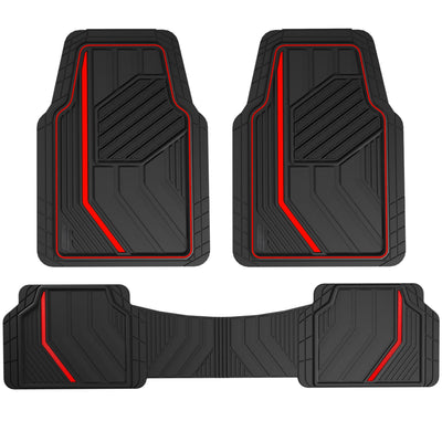 Genuine Dickies 3 Piece Durasport Black and Red Rubber Floor Mat, 80037WDC