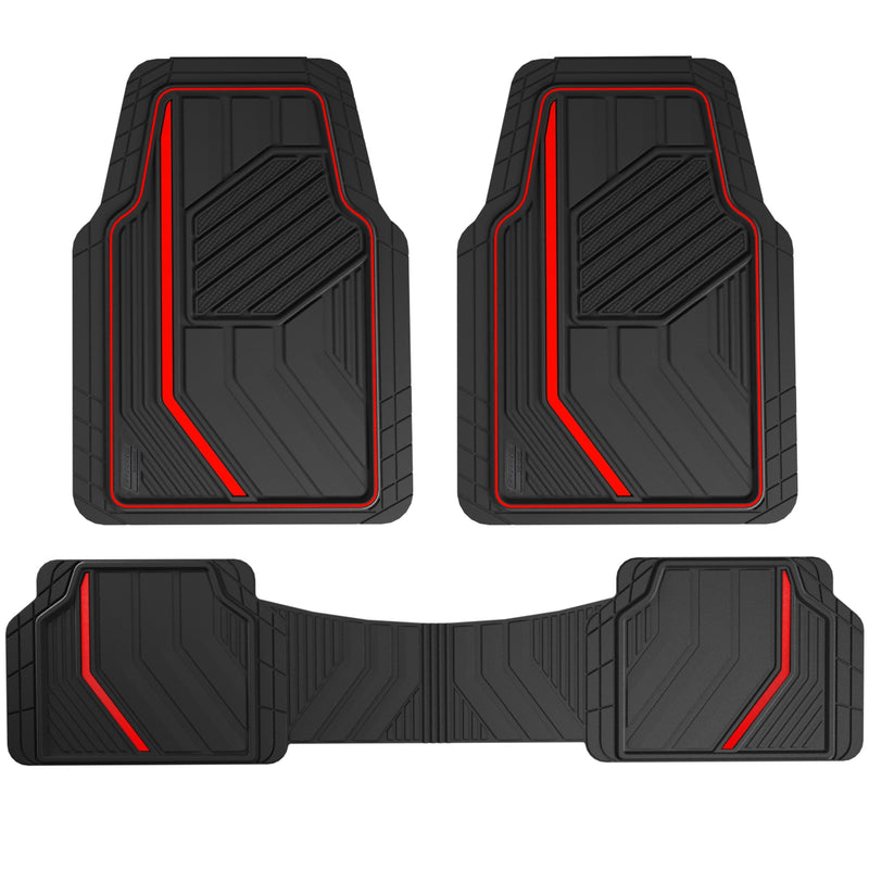 Genuine Dickies 3 Piece Durasport Black and Red Rubber Floor Mat, 80037WDC