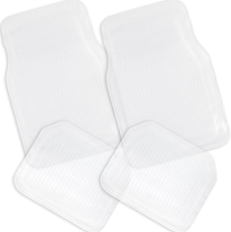 Zone Tech All Weather Full Rubber Clear Car Interior Floor Mats - 4-Piece Set Clear Heavy Duty Car Interior Floor Mats